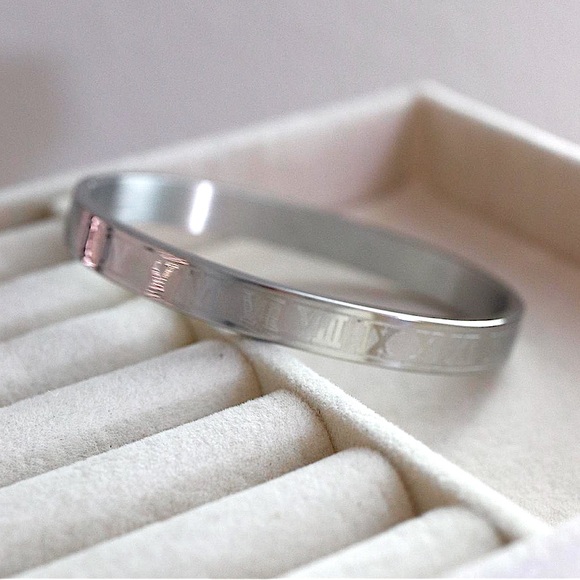 n e w | silver roman numerals cuff bracelet - Picture 3 of 5